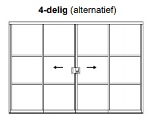 Metallook glazen schuifwanden | Breedte tot 400cm x Hoogte tot 250cm | Dubbel schuivend