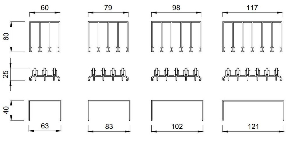 Basic glazen schuifwand | 2 rail | breedte 124 t/m 192cm