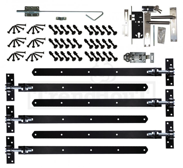 Beslagset compleet zwart | dubbele Douglas deur XL
