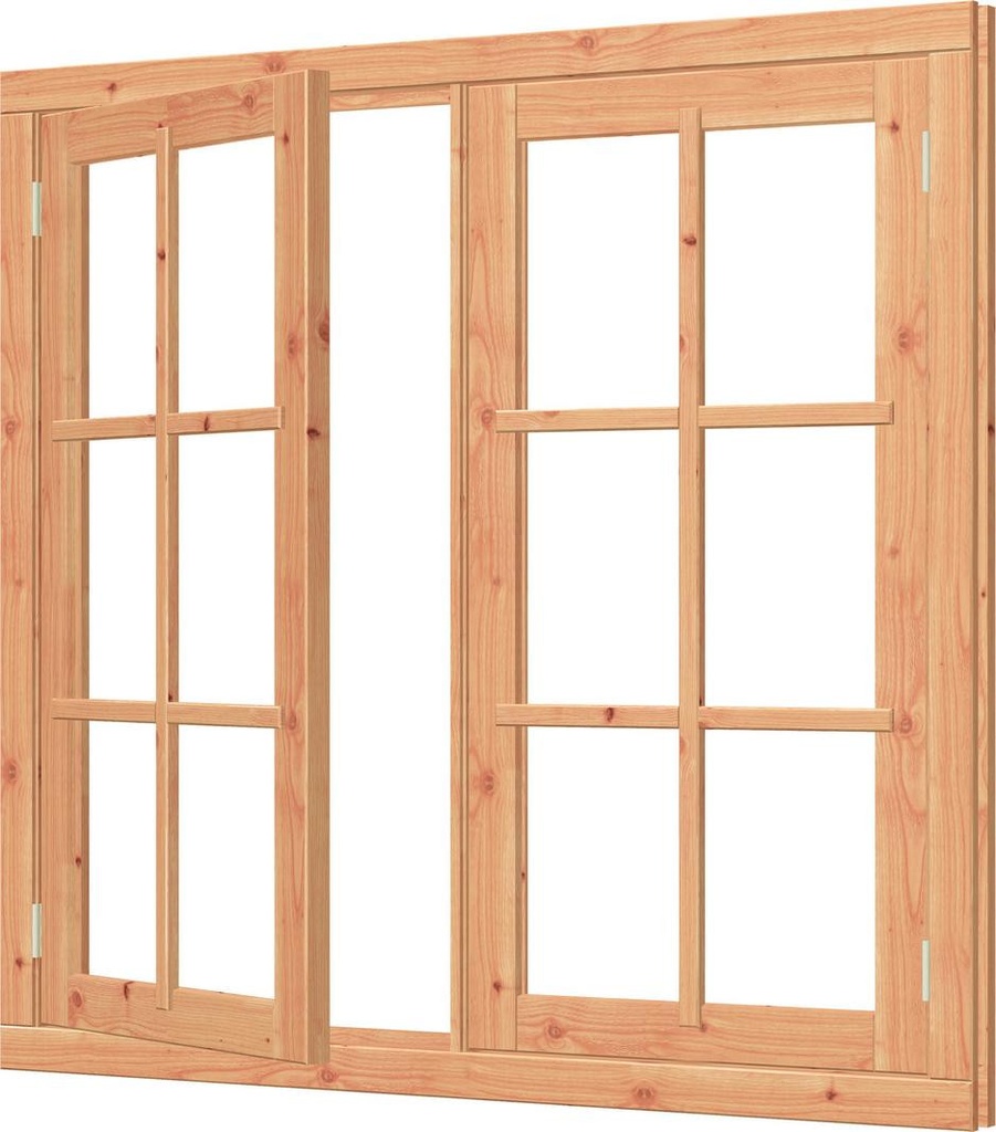 Vleugelraam dubbel | enkelglas 12-ruits | 67.4x129.6cm | douglas | incl. hang- en sluitwerk