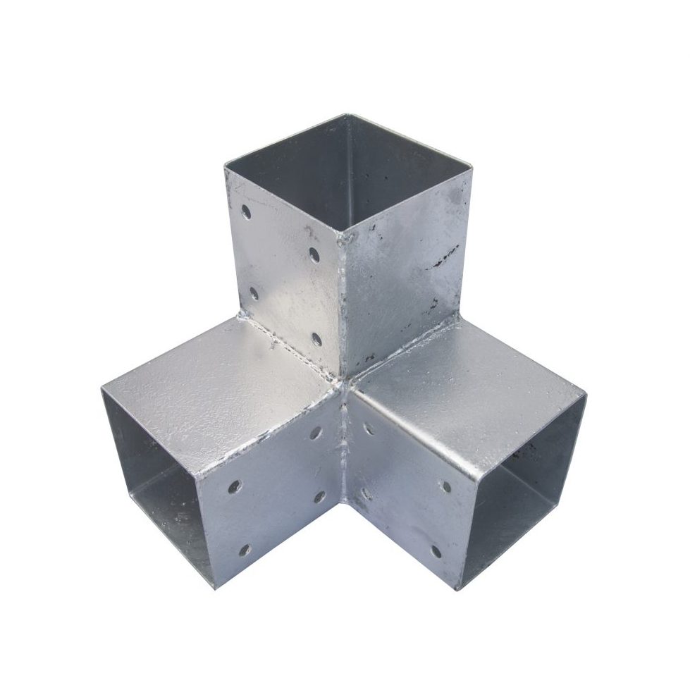 Hoekverbinding hoekmodel voor drie palen 90x90x2mm vuurverzinkt incl. schroeven