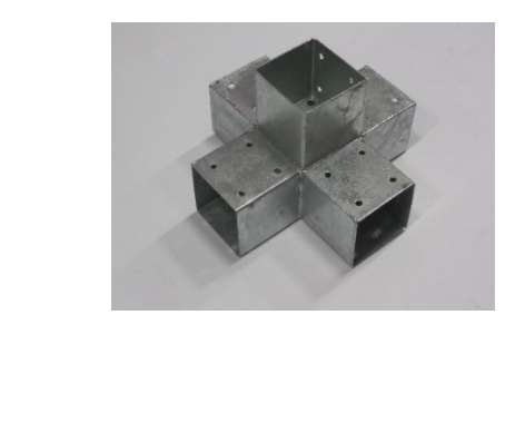 Hoekverbinding Kruismodel voor 5 palen 90x90x2mm vuurverzinkt incl. schroeven