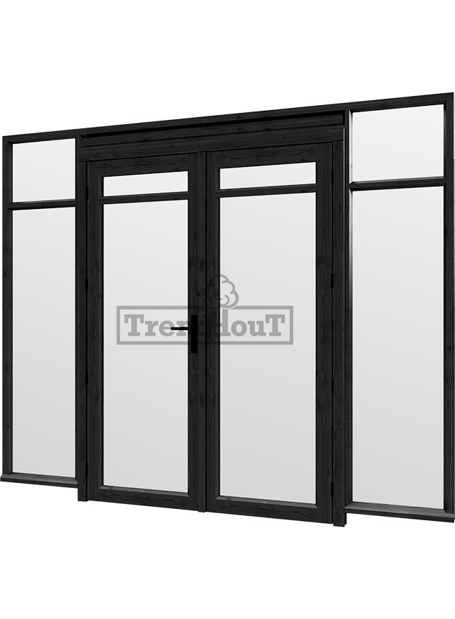 Steel Look raam met dubbele openslaande deuren | dubbel glas | incl. bevestigingsmaterialen