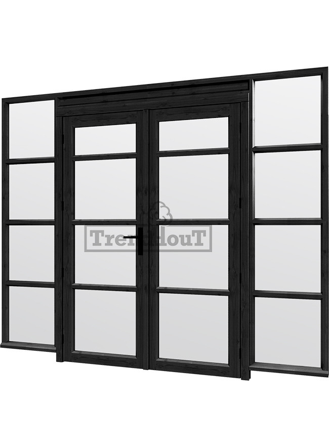 Steel Look raam met dubbele openslaande deuren | dubbel glas | incl. bevestigingsmaterialen