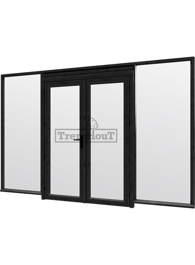 Steel Look raam met dubbele openslaande deuren | dubbel glas | incl. bevestigingsmaterialen