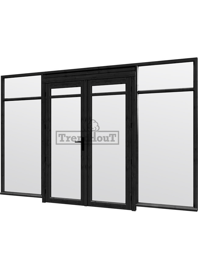 Steel Look raam met dubbele openslaande deuren | dubbel glas | incl. bevestigingsmaterialen