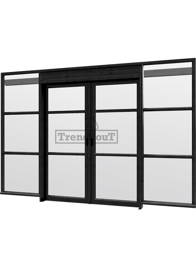 Steel Look raam met dubbele schuifdeuren | dubbel glas | incl. bevestigingsmaterialen