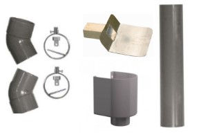 PVC hemelwaterafvoer set | zij- stads - uitloop