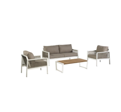 [BH833WSET] Sydney Lounge | Aluminium - hout - touw
