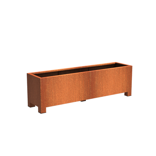 Cortenstaal Bloembak Rechthoek met poten 90mm