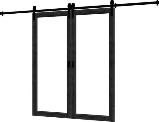 [TH.54.0128] Steel Look schuifdeur dubbel Douglas | dubbel glas | incl. hang- en sluitwerk