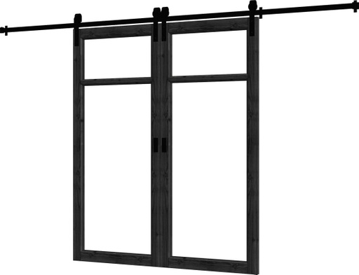 [TH. 54.0228] Steel Look schuifdeur dubbel Douglas | dubbel glas | incl. hang- en sluitwerk