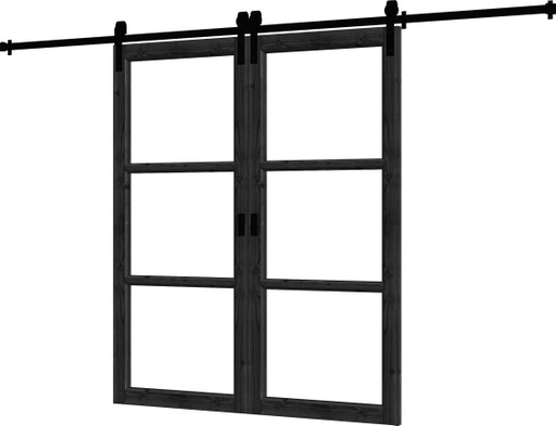 [TH.54.0328] Steel Look schuifdeur dubbel Douglas | dubbel glas | incl. hang- en sluitwerk
