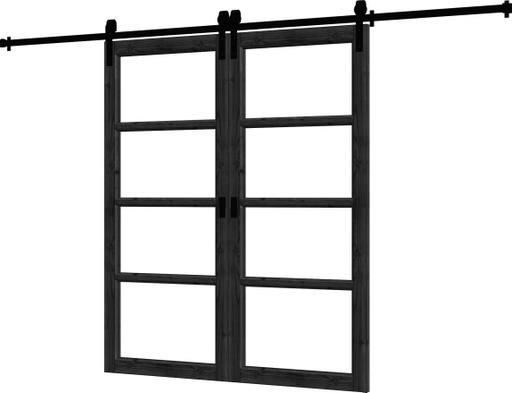 [TH.54.0428] Steel Look schuifdeur dubbel Douglas | dubbel glas | incl. hang- en sluitwerk