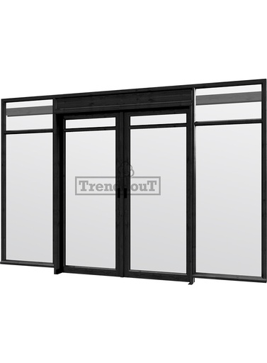 [TH. 52.1930] Steel Look raam met dubbele schuifdeuren | dubbel glas | incl. bevestigingsmaterialen