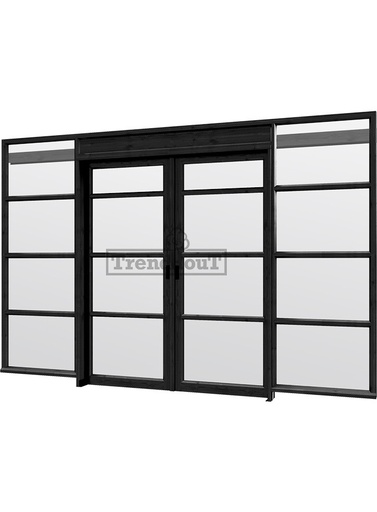 [TH. 52.1932] Steel Look raam met dubbele schuifdeuren | dubbel glas | incl. bevestigingsmaterialen