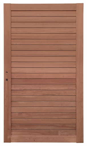 [FC.2249] Modern tuinpoort | 15x70mm latten | Keruing hardhout geschaafd