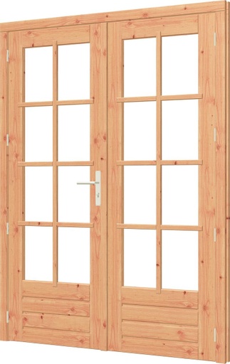 Stapeldorpeldeur dubbel met kozijn douglas | borstwering 42.2cm | enkel glas | incl. hang- en sluitwerk