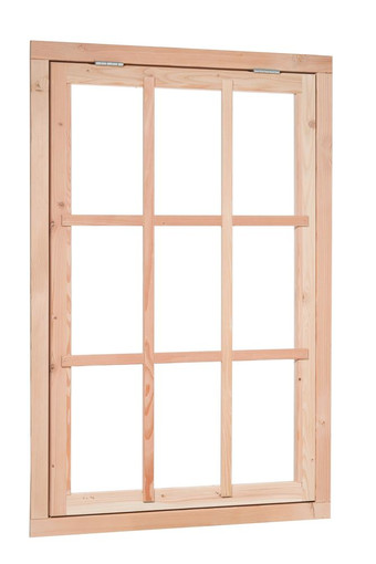 [WV.1022324] Uitzetraam | enkelglas 9-ruits | 91x74cm | onbehandeld douglas
