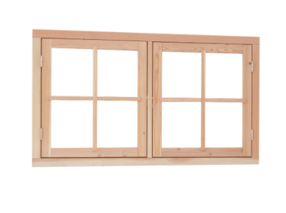 [WV.1022322] Uitzetraam dubbel | enkelglas 8-ruits | 140x81cm | onbehandeld douglas