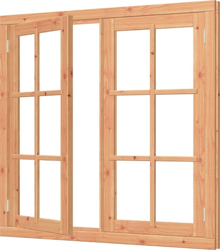Vleugelraam dubbel | enkelglas 12-ruits | 67.4x129.6cm | douglas | incl. hang- en sluitwerk